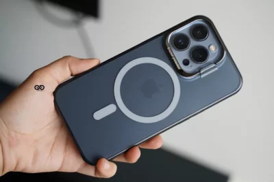 Smoky Black Magsafe Matte Finish Case with Kickstand Ring Feature