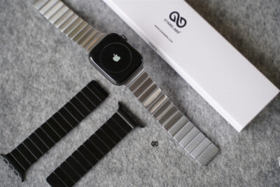 Black Link Strap with Magnetic Closure for Apple Watch 44MM 45MM 46MM Series 4 5 6 7 8 9 10 11 12 SE SE2 SE3 Gen - Image 21
