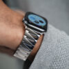 Silver Glossy Matte Link Strap For Apple Watch 42MM 41MM 40MM Series 4 5 6 7 8 9 10 SE SE 2 Gen