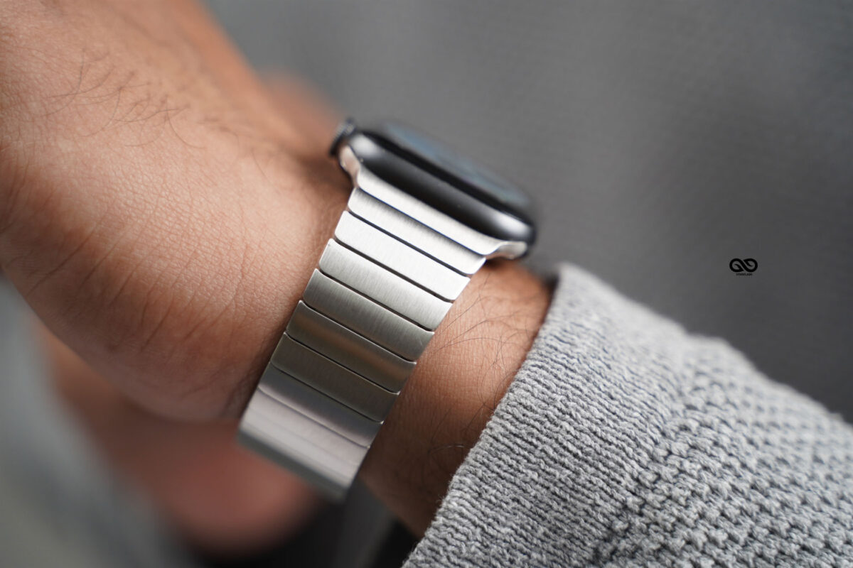 Link Strap Silver Metal Belt for Apple Watch 44MM 45MM 46MM Series