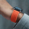Electric Orange Braided Solo Loop For Apple Watch 42MM 41MM 40MM Series 4 5 6 7 8 9 10 SE SE 2 Gen