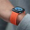 Electric Orange Braided Solo Loop For Apple Watch 44MM 45MM 46MM Series 4 5 6 7 8 9 10 11 (SE 2 3 Gen)
