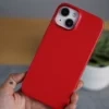 Red MagSafe Vegan Leather Case For iPhone 14