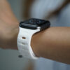 White Waterproof Silicone Sports Bands for Apple Watch 42MM 41MM 40MM Series 4 5 6 7 8 9 10 11 SE SE 2 Gen