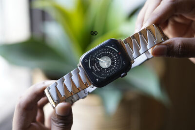 Rose Gold Silver Glossy Matte Link Strap for Apple Watch 44MM 45MM 46MM Series 4 5 6 7 8 9 10 11 (SE 2 3 Gen)