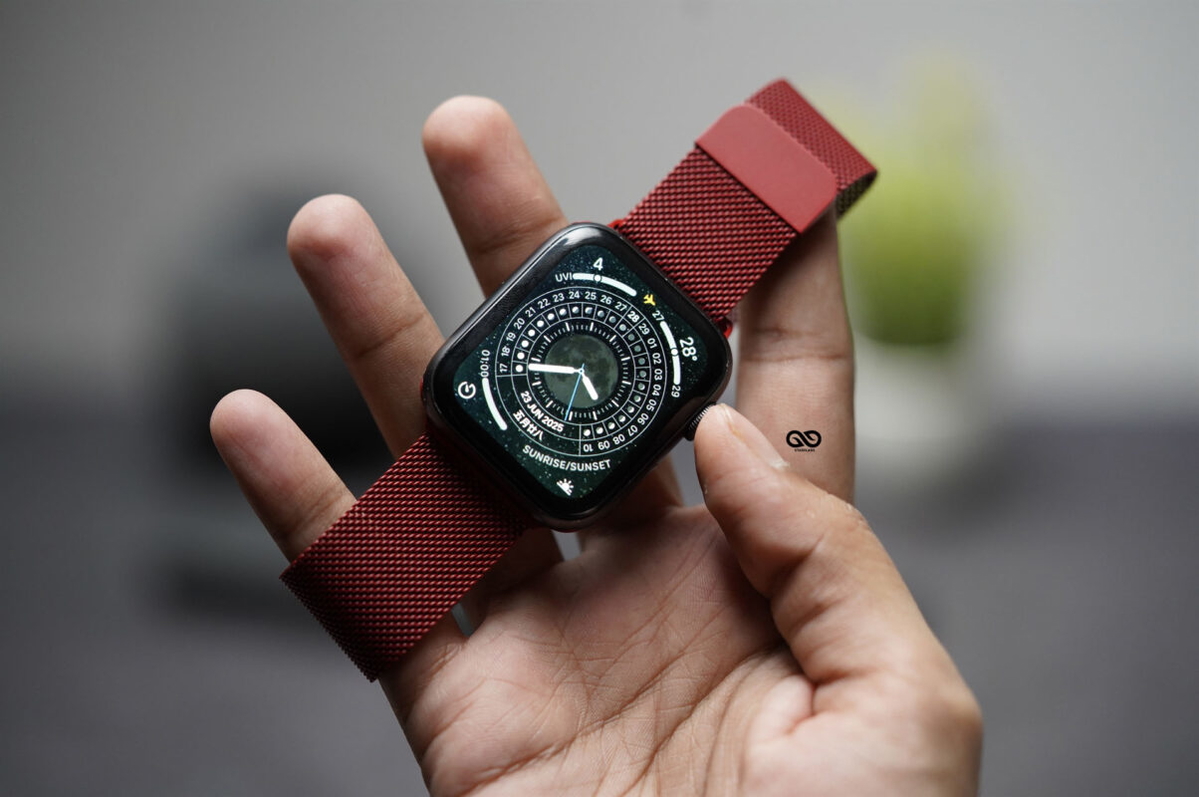 Milanese magnetic metal loop strap Red for Apple Watch 44MM 45MM Series 4 5 6 7 8 9 SE SE 2 Gen