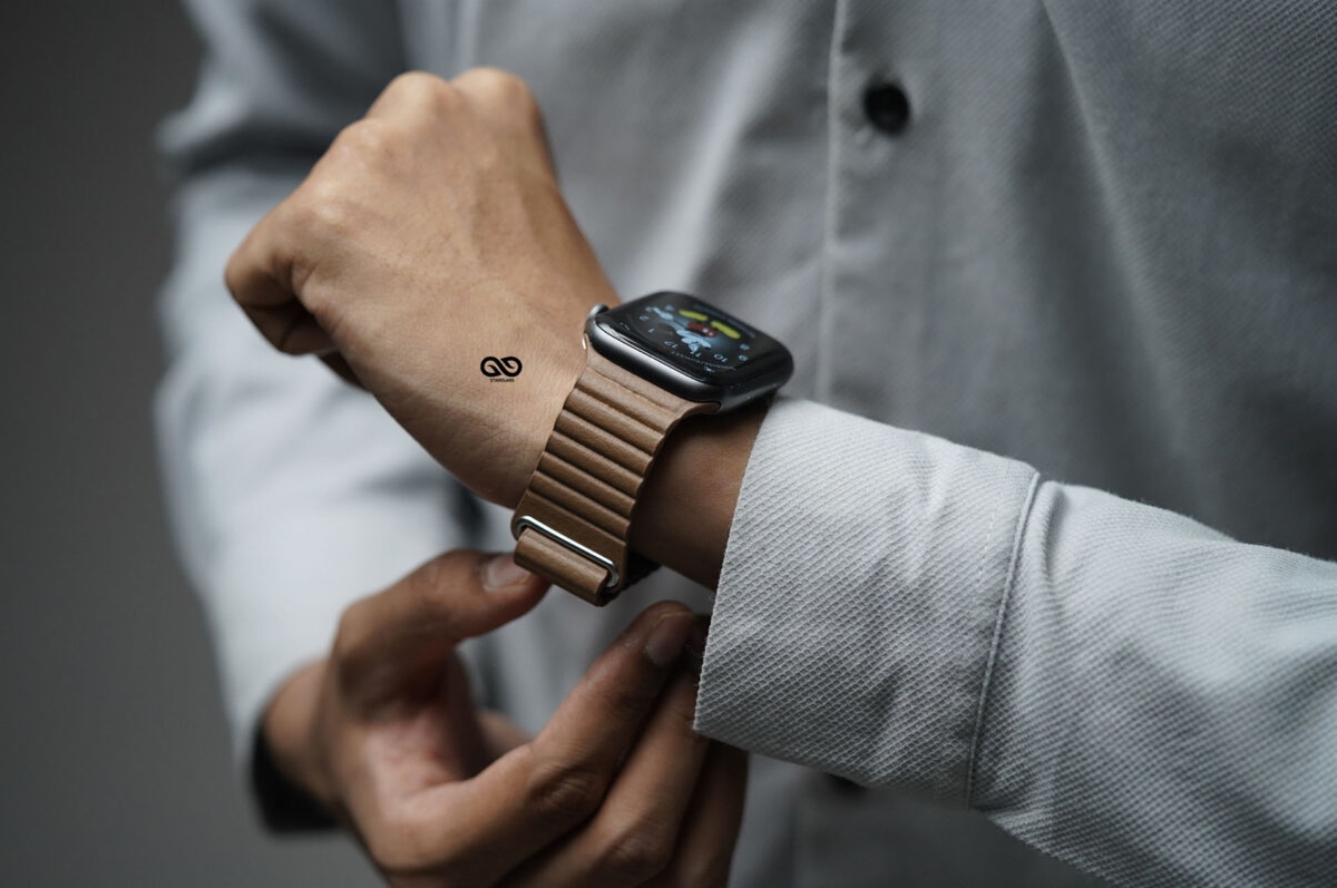 Saddle Brown Magnetic Leather Loop For Apple Watch 44MM 45MM 46MM Series 4 5 6 7 8 9 10 SE SE 2 Gen