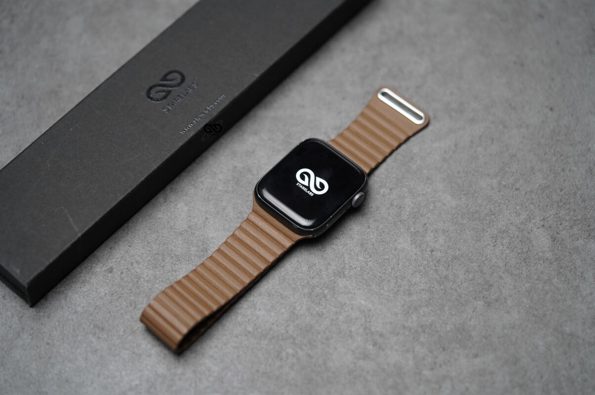 Saddle Brown Magnetic Leather Loop For Apple Watch 44MM 45MM 46MM Series 4 5 6 7 8 9 10 SE SE 2 Gen