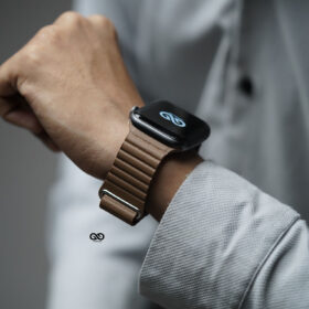 Saddle Brown Magnetic Leather Loop For Apple Watch 44MM 45MM 46MM Series 4 5 6 7 8 9 10 SE SE 2 Gen