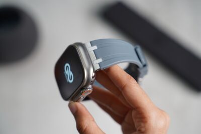 Lunar Grey Fluoro Rubber Strap With Titanium Buckle For Apple Watch 49 MM (Series Ultra/Ultra 2/Ultra 3)