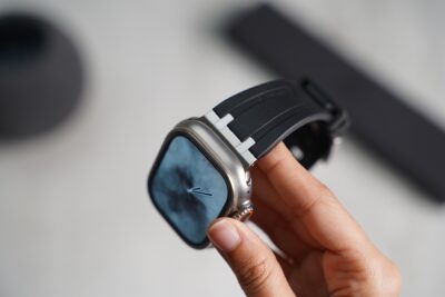 Black Fluoro Rubber Strap With Titanium Buckle For Apple Watch 49 MM (Series Ultra/Ultra 2/Ultra 3)