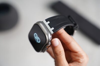 Black Fluoro Rubber Strap With Titanium Buckle For Apple Watch 49 MM (Series Ultra/Ultra 2/Ultra 3)