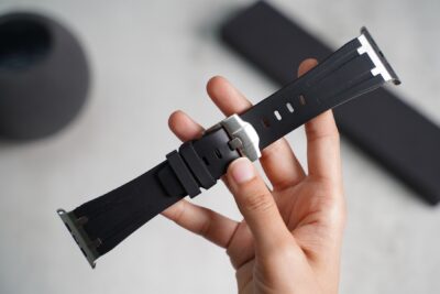 Black Fluoro Rubber Strap With Titanium Buckle For Apple Watch 49 MM (Series Ultra/Ultra 2/Ultra 3)