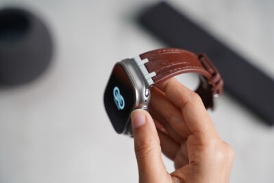 Wood brown Silicone Faux Leather Strap For Apple Watch 49 MM Series Ultra/Ultra 2/Ultra 3