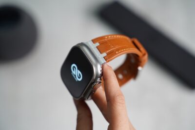 Cinnamon brown Silicone Faux Leather Strap For Apple Watch 49 MM Series Ultra/Ultra 2 /Ultra 3