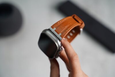 Cinnamon brown Silicone Faux Leather Strap For Apple Watch 49 MM Series Ultra/Ultra 2 /Ultra 3