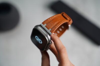 Cinnamon brown Silicone Faux Leather Strap For Apple Watch 49 MM Series Ultra/Ultra 2 /Ultra 3