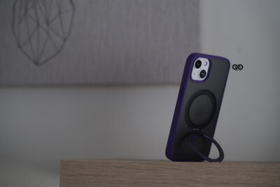 Deep Purple Alpha Magnetic Ring Case For iPhone 15 Plus