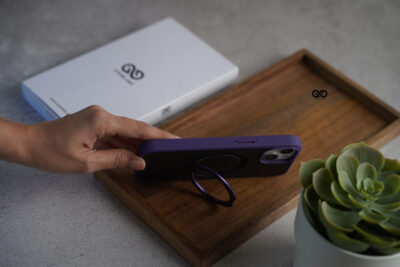 Deep Purple Alpha Magnetic Ring Case For iPhone 15 Plus