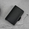 Personalized Carbon Fiber Leather Card and Cash Holder with Double Slot Wallet