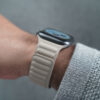Soft Beige Latest Leather Magnetic Band for Apple Watch 42MM 41MM 40MM Series 4 5 6 7 8 9 10 SE SE 2 Gen