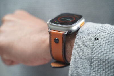 Tawny Tan Screw Design Leather Strap For Apple Watch 49 MM Series Ultra/Ultra 2/Ultra 3