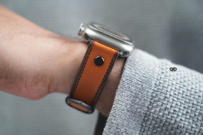 Tawny Tan Screw Design Leather Strap For Apple Watch 49 MM Series Ultra/Ultra 2/Ultra 3