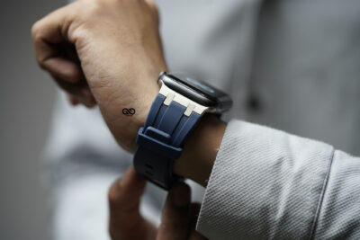 Atlantic Blue Fluoro Rubber Strap With Titanium Buckle For Apple Watch 44MM 45MM 46MM Series 4 5 6 7 8 9 10 11 (SE 2 3 Gen)