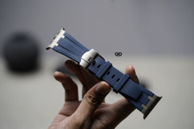 Atlantic Blue Fluoro Rubber Strap With Titanium Buckle For Apple Watch 44MM 45MM 46MM Series 4 5 6 7 8 9 10 11 (SE 2 3 Gen)