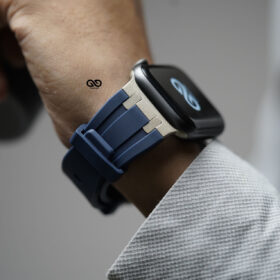 Atlantic Blue Fluoro Rubber Strap With Titanium Buckle For Apple Watch 44MM 45MM 46MM Series 4 5 6 7 8 9 10 11 (SE 2 3 Gen)