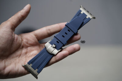 Atlantic Blue Fluoro Rubber Strap With Titanium Buckle For Apple Watch 44MM 45MM 46MM Series 4 5 6 7 8 9 10 11 (SE 2 3 Gen)