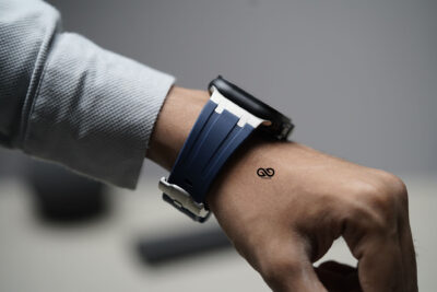 Atlantic Blue Fluoro Rubber Strap With Titanium Buckle For Apple Watch 49 MM Series Ultra/Ultra 2/ Ultra 3