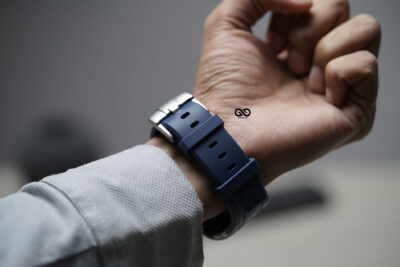 Atlantic Blue Fluoro Rubber Strap With Titanium Buckle For Apple Watch 49 MM Series Ultra/Ultra 2/ Ultra 3