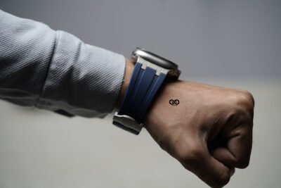 Atlantic Blue Fluoro Rubber Strap With Titanium Buckle For Apple Watch 49 MM Series Ultra/Ultra 2/ Ultra 3