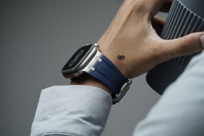 Atlantic Blue Fluoro Rubber Strap With Titanium Buckle For Apple Watch 49 MM Series Ultra/Ultra 2/ Ultra 3