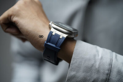 Atlantic Blue Fluoro Rubber Strap With Titanium Buckle For Apple Watch 49 MM Series Ultra/Ultra 2/ Ultra 3