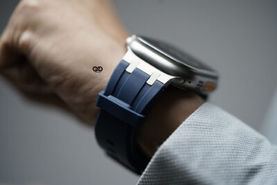 Atlantic Blue Fluoro Rubber Strap With Titanium Buckle For Apple Watch 49 MM Series Ultra/Ultra 2/ Ultra 3