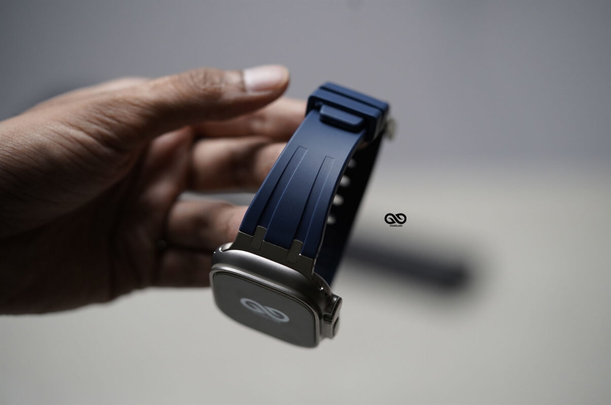 Atlantic Blue Fluoro Rubber Strap With Titanium Buckle For Apple Watch 49 MM Series Ultra/Ultra 2/ Ultra 3