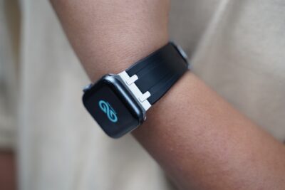 Black Fluoro Rubber Strap With Titanium Buckle For Apple Watch 44MM 45MM 46MM Series 4 5 6 7 8 9 10 11 (SE 2 3 Gen)