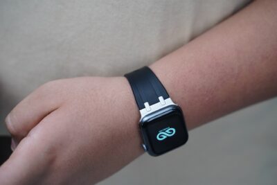 Black Fluoro Rubber Strap With Titanium Buckle For Apple Watch 44MM 45MM 46MM Series 4 5 6 7 8 9 10 11 (SE 2 3 Gen)