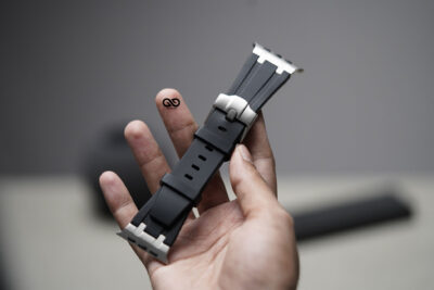 Black Fluoro Rubber Strap With Titanium Buckle For Apple Watch 49 MM (Series Ultra/Ultra 2/Ultra 3)