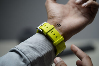 Electric Neon Fluoro Rubber Strap With Titanium Buckle For Apple Watch 49 MM (Series Ultra/Ultra 2/Ultra 3)