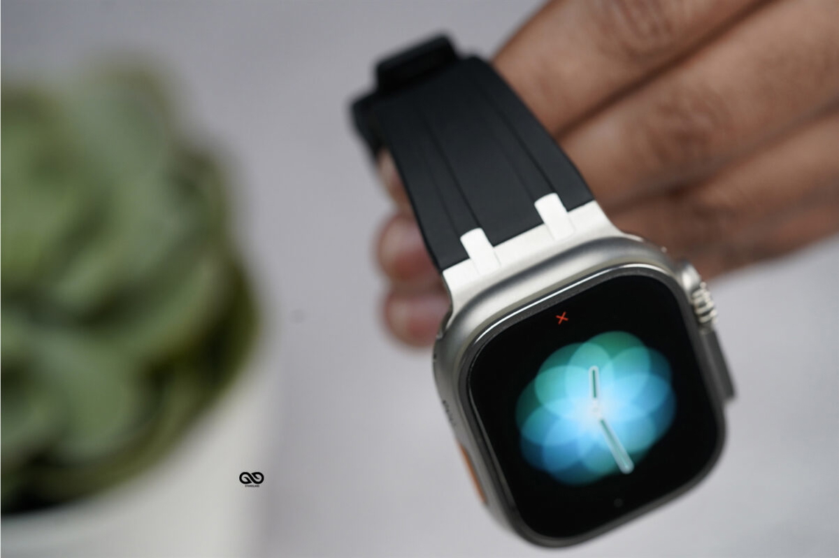 Black Fluoro Rubber Strap With Titanium Buckle For Apple Watch 49 MM (Series Ultra/Ultra 2/Ultra 3)