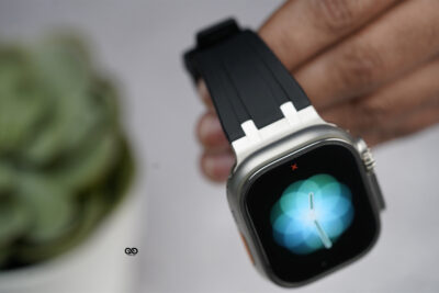 Black Fluoro Rubber Strap With Titanium Buckle For Apple Watch 49 MM (Series Ultra/Ultra 2/Ultra 3)