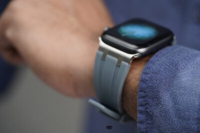 Lunar Grey Fluoro Rubber Strap With Titanium Buckle For Apple Watch 44MM 45MM 46MM Series 4 5 6 7 8 9 10 11 (SE 2 3 Gen)