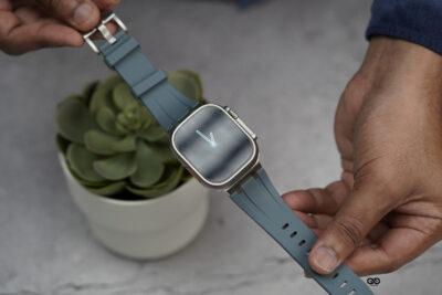 Lunar Grey Fluoro Rubber Strap With Titanium Buckle For Apple Watch 49 MM (Series Ultra/Ultra 2/Ultra 3)