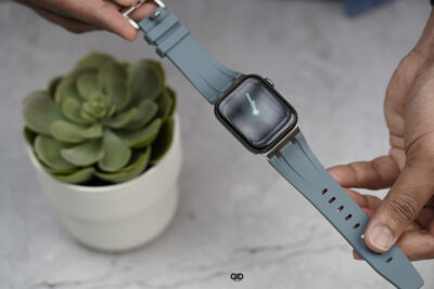 Lunar Grey Fluoro Rubber Strap With Titanium Buckle For Apple Watch 44MM 45MM 46MM Series 4 5 6 7 8 9 10 11 (SE 2 3 Gen)