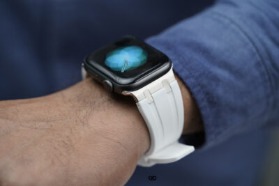 White Fluoro Rubber Strap With Titanium Buckle For Apple Watch 44MM 45MM 46MM Series 4 5 6 7 8 9 10 11 (SE 2 3 Gen)