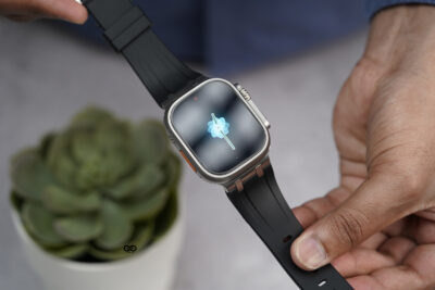 Black Fluoro Rubber Strap With Titanium Buckle For Apple Watch 49 MM (Series Ultra/Ultra 2/Ultra 3)