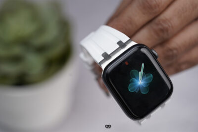 White Fluoro Rubber Strap With Titanium Buckle For Apple Watch 44MM 45MM 46MM Series 4 5 6 7 8 9 10 11 (SE 2 3 Gen)